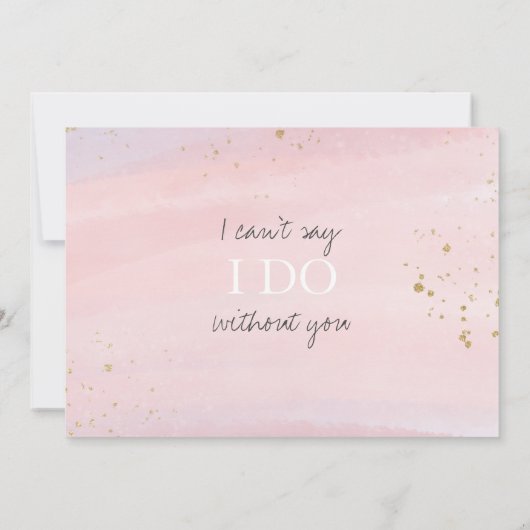 ピンクの水彩金ゴールドブリデメイドの提案写真 招待状 (裏面)