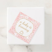 ピンクの水彩金ゴールドベビーが醸造してい感謝している フェイバータグ (インサイチュ)