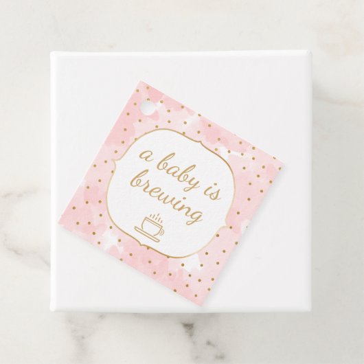 ピンクの水彩金ゴールドベビーが醸造してい感謝している フェイバータグ (インサイチュ)