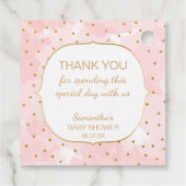 ピンクの水彩金ゴールドベビーが醸造してい感謝している フェイバータグ (裏面)