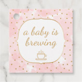 ピンクの水彩金ゴールドベビーが醸造してい感謝している フェイバータグ (正面)