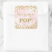 ピンクの水彩金ゴールド紙吹雪準備ポップ・アートの スクエアシール (バッグ)