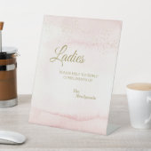 ピンクの水彩金ゴールド結婚型レディースバスルーム 台座サイン (インサイチュ)