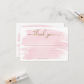 ピンクの水彩　サンキューカード カード (正面/裏面インサイチュ)