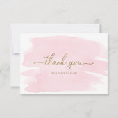 ピンクの水彩　サンキューカード カード (裏面)