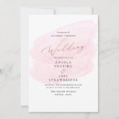 ピンクの水彩 チャンピエンボトル エレガント 招待状 (正面)