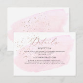 ピンクの水彩 チャンピエーンバブル 詳細 招待状 (正面/裏面)