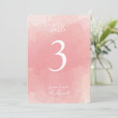ピンクの水彩 | テーブル番号カード 招待状 (スタンド正面)