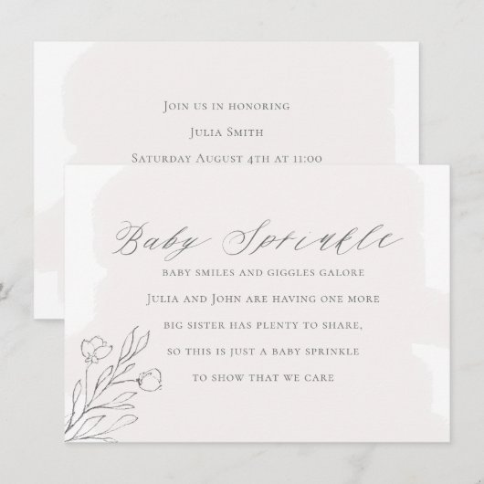 ピンクの水彩 ベイビーシャワーの招待状 招待状 (正面/裏面)