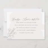 ピンクの水彩 ベイビーシャワーの招待状 招待状 (正面)