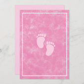 ピンクの水彩 ベイビーシャワー 長方形テンプレート 招待状 (正面/裏面)