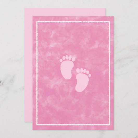 ピンクの水彩 ベビーシャワー 長方形 テンプレート (正面/裏面)