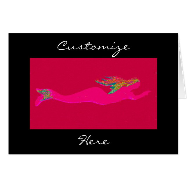 ピンクの水泳の人魚の黒 (正面横)