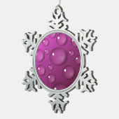 ピンクの水滴の背景 スノーフレークピューターオーナメント (右)