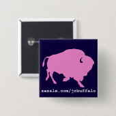 ピンクの水牛の正方形ピン 缶バッジ (正面&裏面)