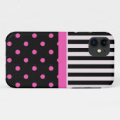 ピンクの水玉と黒白ストライプ Case-Mate iPhoneケース (裏面(横))