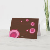 ピンクの水玉の花と幸せな鳥たち ファンシー サンキューカード (裏面)