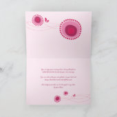 ピンクの水玉の花と幸せな鳥たち ファンシー サンキューカード (内部)