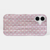 ピンクの水玉ウッド iPhone 16ケース (裏面横)