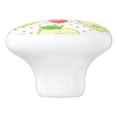 ピンクの水玉模様およびハートが付いているハートのりんご セラミックノブ (側面)