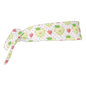 ピンクの水玉模様およびハートが付いているハートのりんご タイヘッドバンド (回転270)