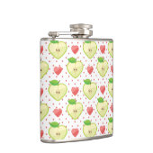 ピンクの水玉模様およびハートが付いているハートのりんご フラスク (右)