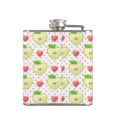 ピンクの水玉模様およびハートが付いているハートのりんご フラスク (裏面)