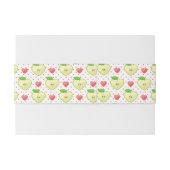 ピンクの水玉模様およびハートが付いているハートのりんご 招待状ベリーバンド (裏面例)