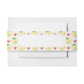 ピンクの水玉模様およびハートが付いているハートのりんご 招待状ベリーバンド (正面例)