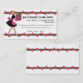 ピンクの水玉模様およびヒョウのクリーニングサービスデザイン 名刺 (正面/裏面)