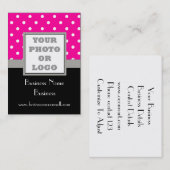 ピンクの水玉模様およびロゴ 名刺 (正面/裏面)