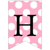 ピンクの水玉模様および黒くストライプのな旗布の旗 バンティングフラッグ (第2の旗)