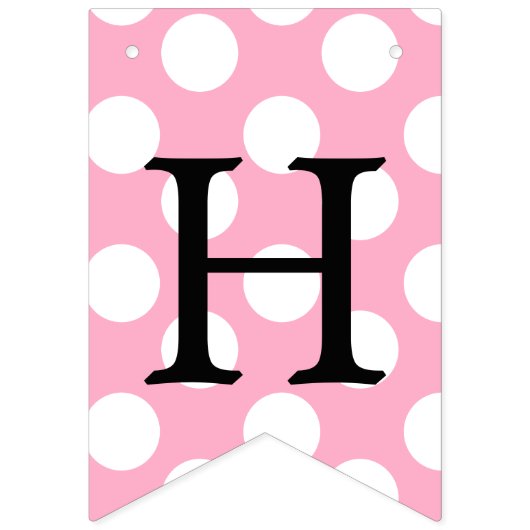 ピンクの水玉模様および黒くストライプのな旗布の旗 バンティングフラッグ (第2の旗)