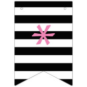 ピンクの水玉模様および黒くストライプのな旗布の旗 バンティングフラッグ (第1の旗)