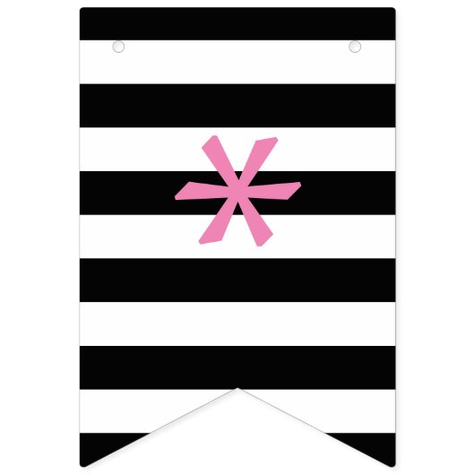 ピンクの水玉模様および黒くストライプのな旗布の旗 バンティングフラッグ (第1の旗)