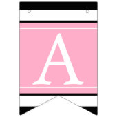 ピンクの水玉模様および黒くストライプのな旗布の旗 バンティングフラッグ (第3の旗)