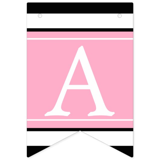 ピンクの水玉模様および黒くストライプのな旗布の旗 バンティングフラッグ (第3の旗)