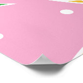 ピンクの水玉模様にラブリグランジーパイナップル ポスター (角)