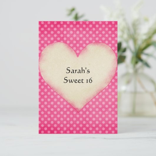 ピンクの水玉模様のカスタム招待状テンプレート 招待状 (スタンド正面)