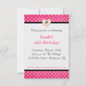 ピンクの水玉模様のカスタム招待状テンプレート 招待状 (裏面)