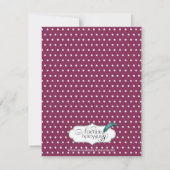 ピンクの水玉模様のクジラのベビーシャワーの招待状 招待状 (裏面)