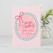 ピンクの水玉模様のクリスマス シーズンカード (スタンド正面)