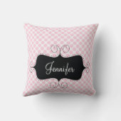 ピンクの水玉模様のシックでガーリーでパーソナライズな枕 クッション (裏面)