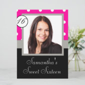 ピンクの水玉模様のスイート16 招待状 (スタンド正面)