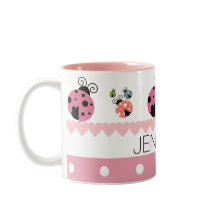 ピンクの水玉模様のハートのてんとう虫の名前をカスタムする