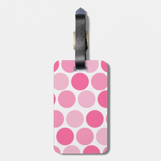 ピンクの水玉模様のバッグのラベル ラゲッジタグ (裏面縦)
