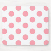 ピンクの水玉模様のパターン(白ガーリー) マウスパッド (正面)