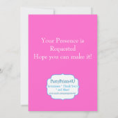 ピンクの水玉模様のプリンセスの誕生日パーティー 招待状 (裏面)