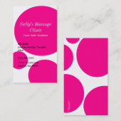 ピンクの水玉模様のプロフィールの名刺 名刺 (正面/裏面)