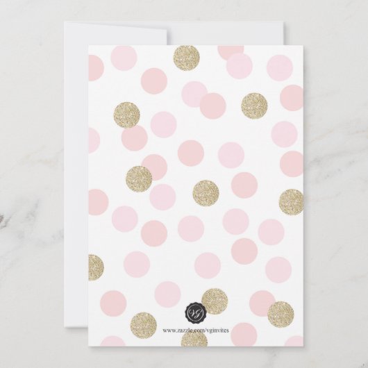 ピンクの水玉模様のベビーシャワーの招待状の~の女の子 招待状 (裏面)